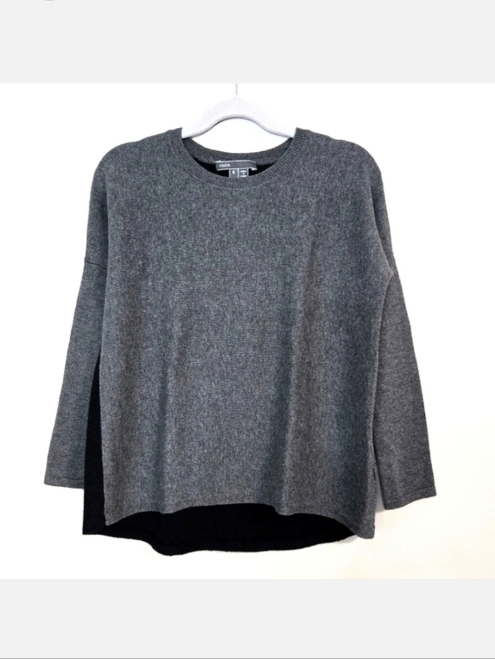 Vince Girls Grey & Black Colour Block Sweater, Size 6 ~ VGUC